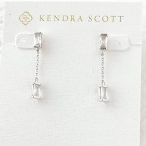 Kendra Scott Juliette White Crystal Rhodium Silver Drop Earrings